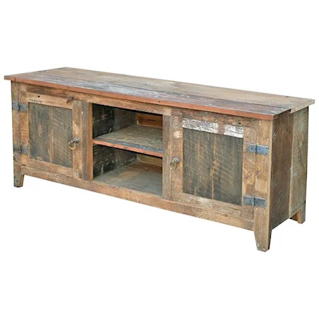 Plasma Weathered Solid Wood 2-Shelf 2-Door Buffet